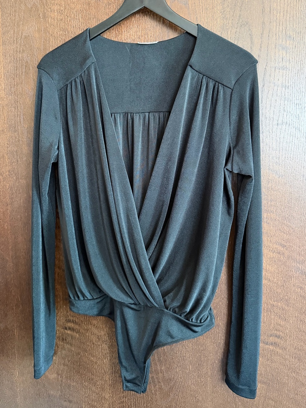 Free People Black Draped Wrap-Front Bodysuit Top - Women